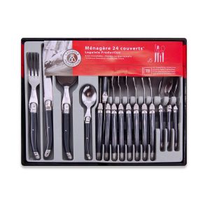 Ménagère 24 pièces anthracite en acier LAGUIOLE PRODUCTION