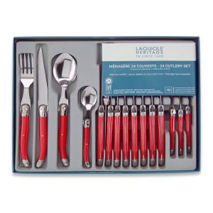Ménagère 24 pièces rouge en acier inoxydable LAGUELLE