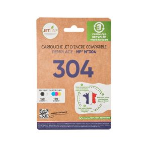 Pack de cartouches d'encre compatible noir + 3 couleurs 304 JETLINE
