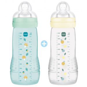 MAM Biberon Easy Active Color&eacute; - 330ml - Ice + Pearl - T&eacute;tine D&eacute;bit X - X2