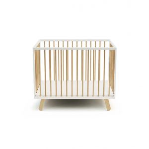 WEBABY - Parc b&eacute;b&eacute; en bois PIRATE Blanc et H&ecirc;tre Verni 80 x 100 cm