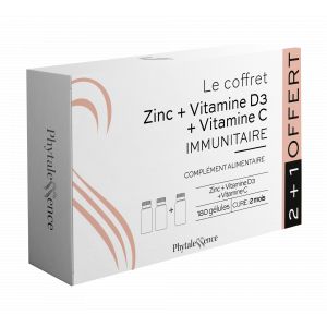 Phytalessence Coffre Trio Immunitaire Zinc + Vitamine D3 + Vitamine C 180 Gélules