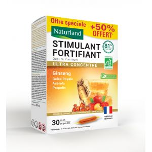 Naturland Stimulant Fortifiant Bio 20 Ampoules x 10ml + 10 Ampoules x 10ml