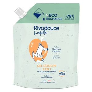 Rivadouce Loupiots Éco-Recharge Gel Douche 3 en 1 Parfum Chapeau L'Abricot 750ml