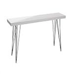 Versa Dallas Meuble d'Entrée Étroit pour Entrée ou Couloir, Table Console, Dimensions (H x l x L) 80 x 25 x 110 cm, Bois et métal, Couleur: Blanc