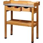 Dobar 29030e table de jardinage pratique avec 3 tiroirs et 2 tablettes de rangement en pin imprégné, 80 x 40 x 90 cm