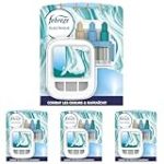 Febreze 3Volution Linge Frais Kit De D&eacute;marrage Diffuseur &Eacute;lectrique, Diffuseur + Recharge de 20ml, 3 Parfums en Alternance, Combat les Odeurs en Continu, Jusqu'&agrave; 90 Jours (Lot de 4)