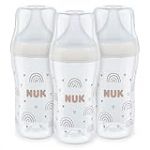 Set de biberons NUK Perfect Match | 3+ mois | S’adapte au palais de bébé | Contrôle de température | Évent anti-coliques | 260 ml | Sans BPA | TÉTINE M en silicone | Arc-en-ciel | 3 pces