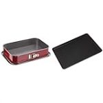 TefalJ 1640514 Delibake Plat A Four A Charnière 36x24cm Acier Rouge Carbone & Perfectbake Plaque A Pâtisserie Chocolat 38x28 cm Aluminium 100% Recyclé J5547002, fabriqué en France