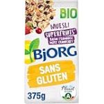 BJORG - Muesli Superfruits - Raisin, Framboise, M&ucirc;re, Cranberry - Bio & Sans Gluten - Aux C&eacute;r&eacute;ales Compl&egrave;tes - Riche en Fibres - R&eacute;duit en Sucres - 6 Sachets de 375 g