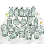 Lot de 22 vases en Verre Vert pour Fleurs, vases en Verre Transparent pour centres de Table, Mini vases &agrave; bourgeons en Vrac pour d&eacute;corations de Mariage rustiques, centres de Table, Look Vintage,