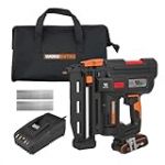 WORX Cloueur de Finition Sans Fil 20V WX841, chargeur 100 pièces, clous jusqu’à 64 mm, 16Ga, 2 Modes de Tir, Déblocage Sans Outil, Réglable, livré 1 batterie 2Ah, chargeur rapide et 200 Clous