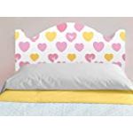 Oedim Tête de lit Enfant en PVC Impression numérique Cœurs Rose et Jaune | 100 x 60 cm léger, élégant, Robuste et économique