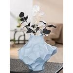 GILDE Vase Olbia en Porcelaine - Bleu Mat - 20 x 24 x 20 cm - avec Motif