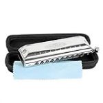 CASCHA Harmonica chromatique 10-40 - 10 trous avec 40 tons - Bo&icirc;tier en acier inoxydable robuste - Parfait pour les d&eacute;butants et les professionnels - Avec &eacute;tui souple et chiffon de nettoyage