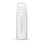 LifeStraw Go Series — Gourde filtrante en inox 700ml pour les voyages et l’utilisation quotidienne. Élimine les bactéries, les parasites et microplastiques, améliore le goût, Polar White (blanc)