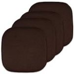 Sweet Home Collection Lot de 4 Coussins de Chaise en Mousse à mémoire de Forme, Motif nid d'abeille, Dos en Caoutchouc antidérapant, Arrondi, carré, 40,6 x 40,6 cm, Marron