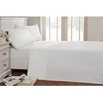 Rapport Home Drap Plat de 40,6 cm de Profondeur en Percale 180 Fils (Blanc, Simple)