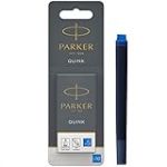 Parker cartouches d'encre pour stylo plume | longue | encre bleue effaçable QUINK | Lot de 5 (emballage blister)