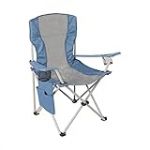 Homecall Chaise de camping pliable avec poche latérale (Gris/bleu)