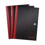 Cahier Oxford relié à couverture rigide noir et rouge Format A4 Lot de 3 a4