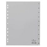 Durable 651110 Intercalaires de Numéro (A4 Index 1-10, Polypropylènes, entièrement Couvert) 25 Unité(S) Gris