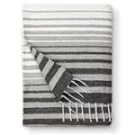 Laguna Beach Textile Co Couverture Mexicaine Grise pour Plage, Yoga, Camping ou d&eacute;coration &ndash; Serape Traditionnelle Faite &agrave; la Main &ndash; Tulum Gris