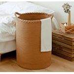 Homlikelan Panier à linge en coton tissé de 72 L, panier à linge pour couvertures, oreillers, jouets, chaussures, grand panier à vêtements, marron clair, 55,9 cm H x 40,6 cm D