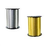 Clairefontaine 601776AMZC - un lot de 2 bobines de Ruban Bolduc Lisse - 500mx0,7 cm - Emballage cadeau, accessoire de décoration - Or/Argent