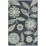 Maples Rugs Reggie Tapis de Cuisine antidérapant à Motif Floral [fabriqué aux États-Unis], 0,8 x 1,9 m, Bleu Persan