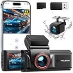 WOLFANG 4K Dashcam Voiture Avant Arri&egrave;re, Wi-FI Cam&eacute;ra Voiture avec Carte SD 32G, IPS de 3", Grand Angle 170&deg;, G-Capteur, WDR, Mode Stationnement 24H, Vision Nocturne, Enregistrement en Boucle