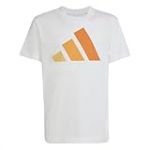 adidas Unisex Kinder Essentials BIG Logo T-Shirt, White/Semi Ice Tangerine/Pure Tangerine/Pure Orange, 7-8 Years