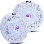Pyle Enceintes Marines - 101,6 mm 2 Voies &Eacute;tanches et R&eacute;sistantes aux Intemp&eacute;ries, Syst&egrave;me Audio St&eacute;r&eacute;o Ext&eacute;rieur avec Lumi&egrave;res LED, Puissance de 100 Watts - 1 Paire - PLMRS43WL (Blanc)