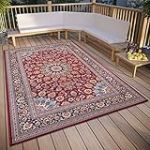 HANSE Home Kadi Tapis d'int&eacute;rieur et d'ext&eacute;rieur Oriental tiss&eacute; &agrave; Plat, Design Oriental Classique, certifi&eacute; Oeko-Tex, r&eacute;sistant aux intemp&eacute;ries et aux UV, pour Balcon, terrasse, Jardin, Rouge/Bleu,