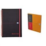 Oxford Black n' Red Cahier à Spirale 14,8x21 cm 140 Pages Lignées A5 Noir & Cahier International Notebook A5+ Ligné 6mm 160 Pages Reliure Intégrale Couverture Carte Orange