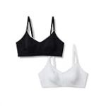 Amazon Essentials Soutien-Gorge D'Allaitement Maintien Élevé En Jersey De Coton Femme, Lot de 2, Blanc/Noir, 85C