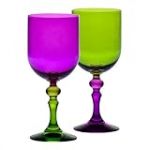 Krosno &ndash; Verres &agrave; Vin Rouge et Blanc, Mocktails et Eau 300 ml &ndash; Lot de 2 &ndash; Collection Bubble &ndash; Vert-Violet &ndash; Cristal Sans Plomb &ndash; Peints &agrave; la Main