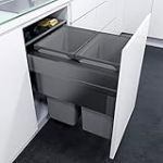 VAUTH-SAGEL Envi Space XX Pro Poubelle encastrable avec fixation avant, KB, 500 mm, pour cuisine, avec amortisseur et fermeture automatique, bac de 2 x 35 l, en plastique/acier, gris lave