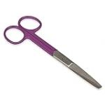 GIMA Ciseaux pour infirmières, droites, pointes droites/biseautées, en acier inoxydable, couleur pourpre, finition satinée, revêtement en poudre, longueur 14 cm, pour usage professionnel