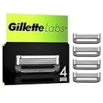 Gillette Labs Lot De 4 Recharges De Rasoir Pour Hommes, AUTHENTIQUES, A 5 Meilleures Lames De La Marque, Barre Exfoliante Pour Un Rasage Doux Et Efficace, Compatibles Avec Les Manches GilletteLabs