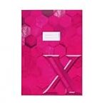 HERMA 20084 Lot de 10 protège-cahiers A4 en carton rose avec champ d'inscription, en papier solide et extra résistant, protège-cahiers avec motif hexagonal, pour cahiers scolaires, colorées