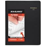 AT-A-GLANCE Agenda hebdomadaire 2024, carnet de rendez-vous quart d'heure, 17,8 x 21,6 cm, moyen, pages de téléphone/adresse, noir (709510524)