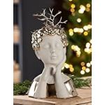 GILDE Vase Pretty - Tête en céramique - Doré/Gris Brillant Mat - Hauteur : 25 cm - Accessoire de décoration d'intérieur - Idée Cadeau