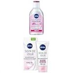 NIVEA - Routine Soin Visage - Eau Micellaire Douceur 400 ml & Soin De Jour Nourrissant FPS15 50 ml Vegan - Nettoie, Démaquille, Hydrate, Apaise Et Protège - Pour Peaux Sèches Et Sensibles