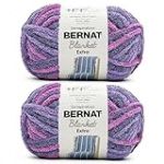 Bernat Lot de 2 pelotes de fil pour couverture extra violet coucher de soleil, 300 g &ndash; Polyester &ndash; #7 Jumbo &ndash; 90 m &ndash; Tricot, crochet, artisanat et amigurumi