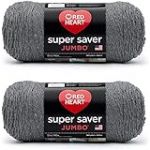Red Heart Super Saver Lot de 2 pelotes de laine Jumbo Gris 10,8 x 26,7 x 10,8 cm