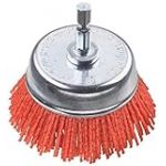 kwb Brosse boisseau, grossière, nylon abrasif, Ø 75 mm pour bois, métal et métaux non ferreux, brosse nylon pour perceuse y compris tige hexagonale E6.3, pour poncer, structurer