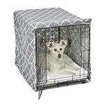 New World BCVR-30GYT Housse de caisse pour chien avec tissu protecteur en téflon, housse de caisse pour chien compatible avec les caisses New World et Midwest de 76,2 cm, motif design gris clair
