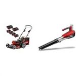 Einhell Professional Tondeuse à Gazon sans Fil GP-CM 36/47 S HW Li Power X-Change (36V, 47cm Coupe, autotractée) 4 Batteries 4,0Ah et 2 Chargeurs Doubles + Souffleur sans Fil GP-LB 18/200 Li E