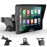 &Eacute;cran Carplay Portable, Carpuride V3R sans il Airplay&Android Auto, &eacute;cran Tactile HD 1080P 7 Pouces avec cam&eacute;ra de recul 720P r&eacute;elle/BT 5.0/Mirror Link/Lecture USB/Puce de r&eacute;duction du Bruit AUX